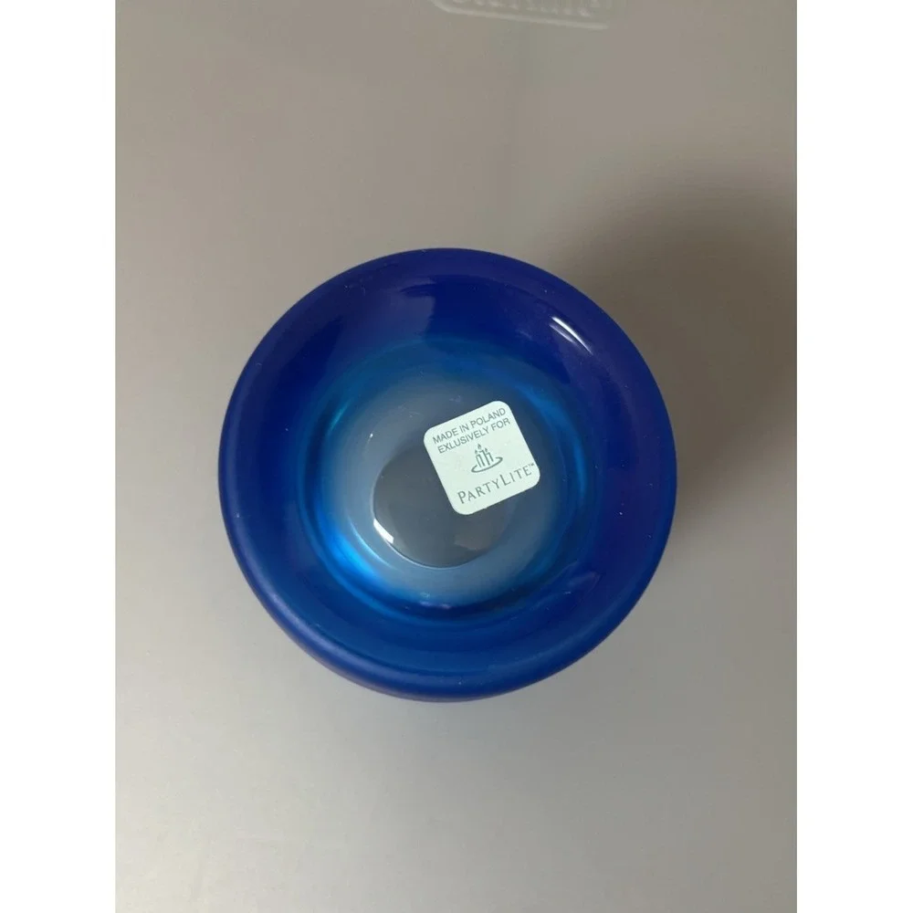 Party Lite Frosted Blue Votive/Tealight Candle Holder Retired Made In Poland